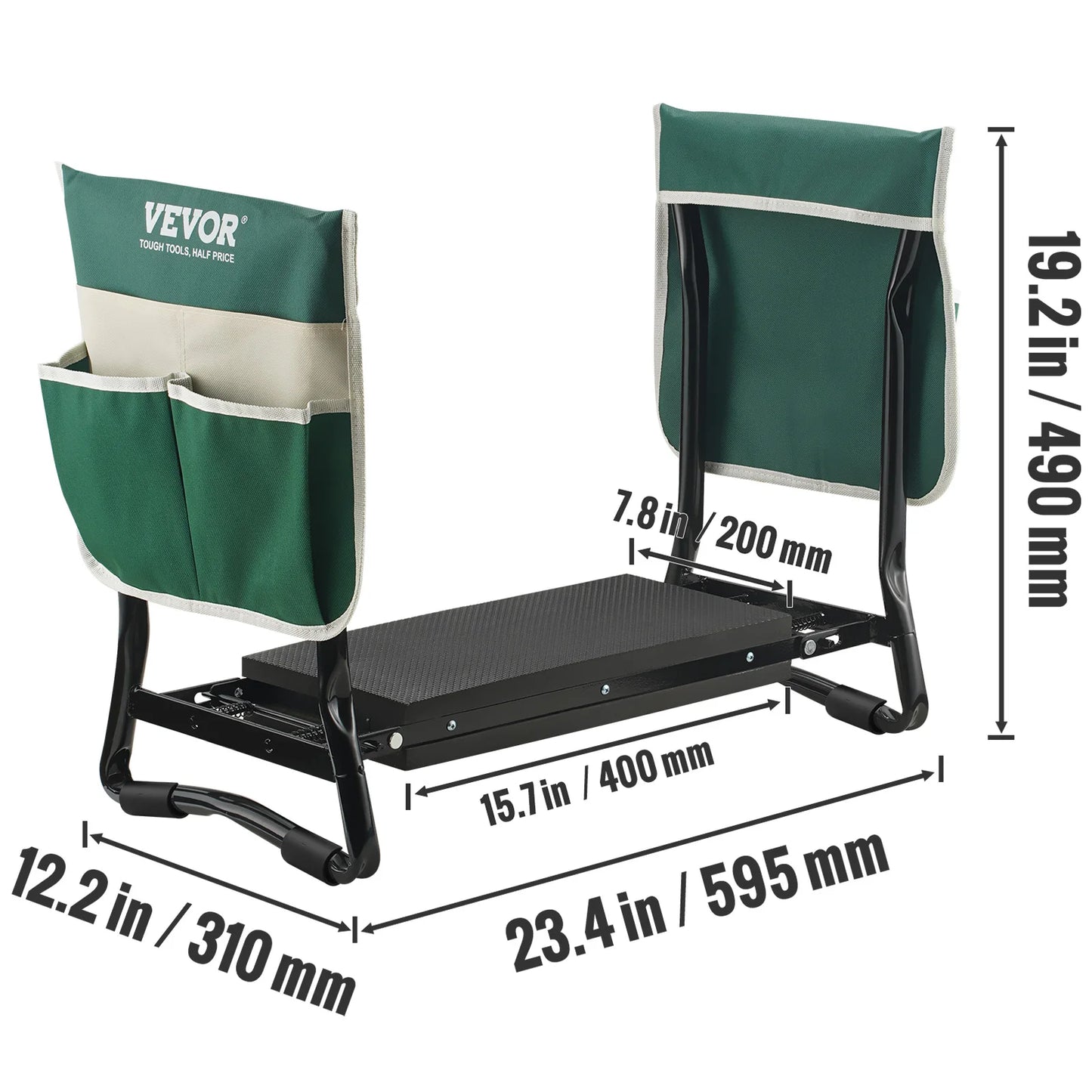 VEVOR Garden Kneeler and Seat 330 lbs Load Capacity 8/10" EVA Wide Pad Foldable Garden Stool  Kneeling Bench for Gardening